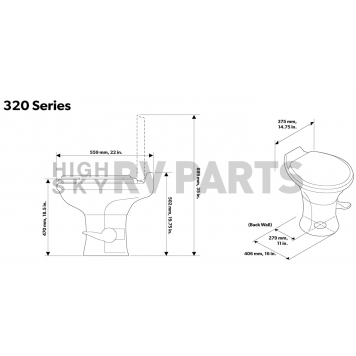 Dometic 320 Series RV Toilet - Standard Profile - 302320083-1