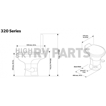 Dometic 320 Series RV Toilet - Standard Profile - 302320081-3