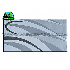 Ming's Mark RV Patio Mat -  12 Feet x 8 Feet Black/ Silver Graphic Polypropylene - GB1