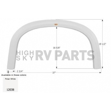 Icon Fender Skirt For Four Winds Brands 37 Inch 19-1/2 Inch Polar White 12038
