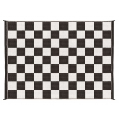 Camco RV Patio Mat 9 Feet x 6 Feet Black/ White Checkered - 42884