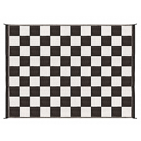 Camco RV Patio Mat 9 Feet x 6 Feet Black/ White Checkered - 42884