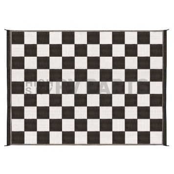 Camco RV Patio Mat 9 Feet x 6 Feet Black/ White Checkered - 42884