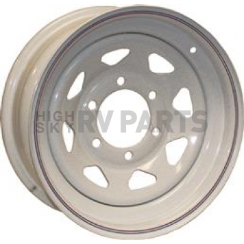 Americana Steel Trailer Wheel - 15 Inch with 5x5.00 Bolt Pattern White With Stripes 8 Spoke - 20428