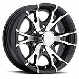 Americana Aluminum Trailer Wheel - 15 Inch with 6x5.50 Bolt Pattern Black With Silver Spokes - 22653BM