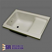 Specialty Recreation Bathtub 24 inch x 36 inch Step Tub Left Hand Drain - ABS Parchment - ST2436PL