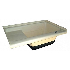 Icon Bathtub Sit-In Step Tub 36 Inch Length x 24 Inch Width - Colonial White - ABS Plastic - 00475