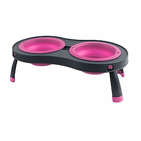 Dexas International Pet Dish Double Elevated Feeder Pink/ Gray -  PW110432233
