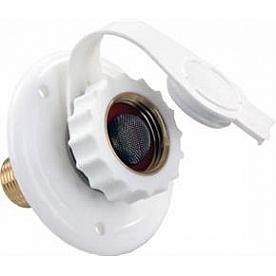 JR Products Fresh Water Inlet - White Plastic with 1/2 inch Male Thread Connector -  62145