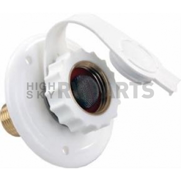 JR Products Fresh Water Inlet - White Plastic with 1/2 inch Male Thread Connector -  62145