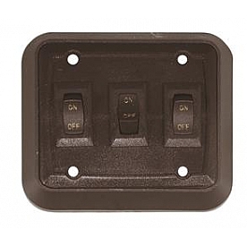 Valterra Multi Purpose Triple Switch Black 125 Volt Rocker - BZ7315