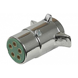 Pollak Trailer Wiring Connector 5 Way Round Plug End - Chrome Plated Housing - 11-501