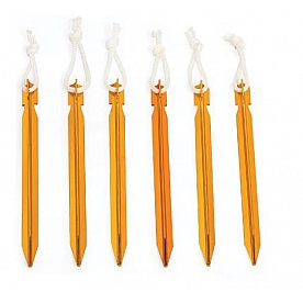 Camco Tent Peg - 9 inch Aluminum Rope Pull Style - Set of 6 - 51089