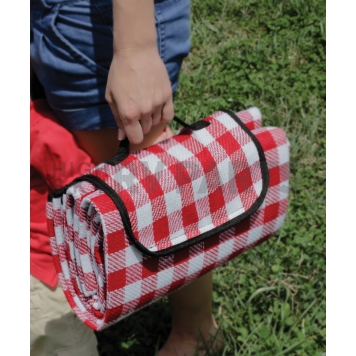 Camco Picnic Blanket 51 Inch x 59 Inch Red And White Checkered - 42801-5