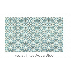 Ruggable Carpet 3 X 5 Feet - Polyester Floral Tiles Aqua Blue 