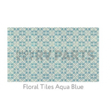 Ruggable Carpet 3 X 5 Feet - Polyester Floral Tiles Aqua Blue 