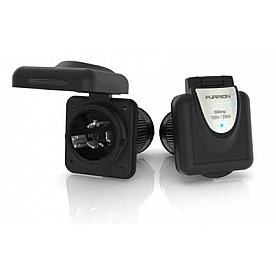 Furrion F52INS-GS-AM Titanium Square 50 Amp 125//250V RV Inlet with Stainless Steel Plate and Power Smart LED