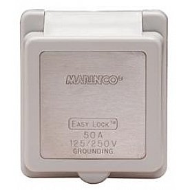 Marinco Cover for 50 Amp Receptacle White - 6353ELCB