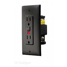 RV Designer GFCI Receptacle Dual Black - S807