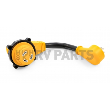 Camco Power Grip 15 Amp Male x 30 Amp Female 90 Degree Locking Adapter Dogbone 12 inch - 55636-1