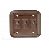 RV Designer Multi Purpose Switch - Triple Brown - S659