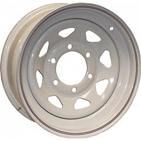 Americana Steel Trailer Wheel - 15 Inch with 6x5.50 Bolt Pattern White With Stripes - 20532