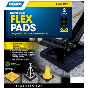 Camco Trailer Stabilizer Jack Stand Pad - 8-1/2 inch x 8-1/2 inch Black - Set of 2 - 44600
