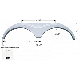 Icon Fender Skirt For Heartland  Bighorn/ Big Country/ Cyclone/ Heartland/ Landmark 69-1/8 Inch 16 Inch  White 01615