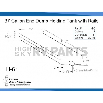 Custom Rotor Molding Waste Holding Tank -  48-1/2 Inch x 25 Inch x 8-7/8 Inch-1