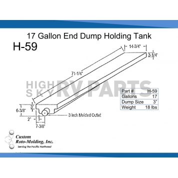 Custom Rotor Molding Waste Holding Tank -  71-1/4 Inch x 14-3/4 Inch x 6-3/8 Inch-1