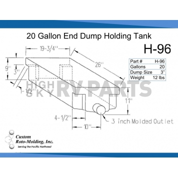 Custom Rotor Molding Waste Holding Tank -  26 Inch x 19-3/4 Inch x 11 Inch-1