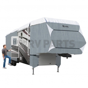 Classic Accessories Travel Trailer Cover Polyester Gray/ White - 8030020310