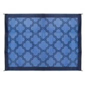 Camco RV Patio Mat 12 Feet x 9 Feet Blue/ Blue Lattice - 42856