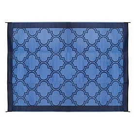 Camco RV Patio Mat 12 Feet x 9 Feet Blue/ Blue Lattice - 42856