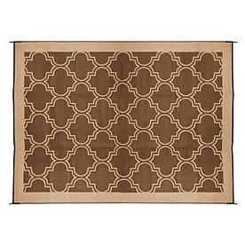 Camco RV Patio Mat 12 Feet x 9 Feet Brown/ Tan Lattice - 42857