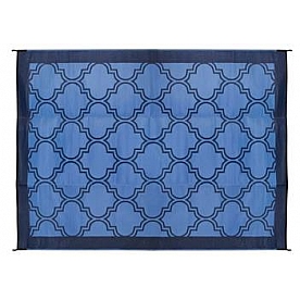 Camco RV Patio Mat 9 Feet x 6 Feet Blue/ Blue Lattice - 42876