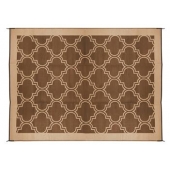 Camco RV Patio Mat 9 Feet x 6 Feet Brown/ Tan Lattice - 42877