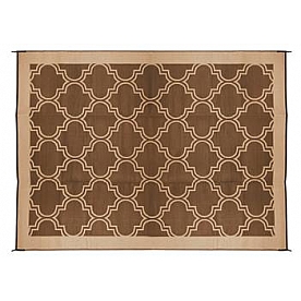 Camco RV Patio Mat 9 Feet x 6 Feet Brown/ Tan Lattice - 42877