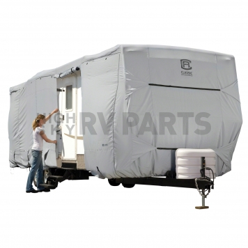 Classic Accessories PermaPRO RV Cover 15 to 18 Feet Travel Trailers - Gray Polyester 80-321-301001-RT