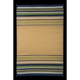Faulkner RV Patio Mat 20 Feet x 8 Feet Navy/ White/ Lime/ Beige Stripe - 68800