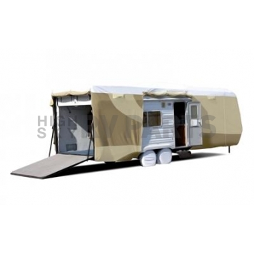 Adco Designer Tyvek RV Cover for 40.5 foot Toy Haulers - Tan with White Top Polypropylene - 32877