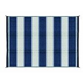 Camco RV Patio Mat 9 Feet x 6 Feet Blue Stripe - 42871