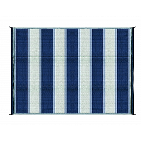 Camco RV Patio Mat 9 Feet x 6 Feet Blue Stripe - 42871