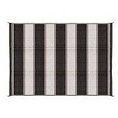 Camco RV Patio Mat 9 Feet x 6 Feet Charcoal Stripe - 42873