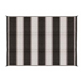 Camco RV Patio Mat 9 Feet x 6 Feet Charcoal Stripe - 42873