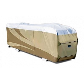 Adco Designer Tyvek RV Cover for 40 foot Class A Motorhomes - Tan with White Top Polypropylene - 32827