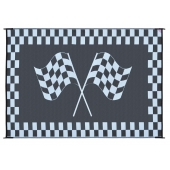 Ming's Mark RV Patio Mat -  9 Feet x 6 Feet Black/ White Racing Flag Polypropylene - RF-6091