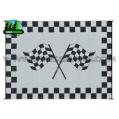 Ming's Mark RV Patio Mat -  9 Feet x 12 Feet Black/ White Racing Flag Polypropylene - RF-9121