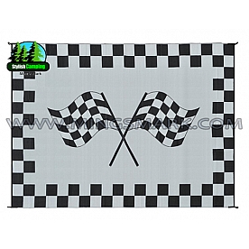 Ming's Mark RV Patio Mat -  9 Feet x 12 Feet Black/ White Racing Flag Polypropylene - RF-9121