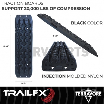 TrailFX Traction Mat Black - 20,000 Pounds - Set of 2 - TBBK01-2